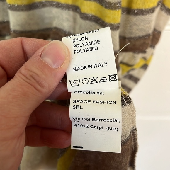 Vintage Y2K Beige Stripe Linen Viscose Blend Lightweight Knit Midi Dress w/ Slip - Picture 6 of 8